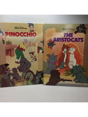 Vintage Lot 2 Kid Books Wonderful World Disney Classics The Aristocats Pinocchio